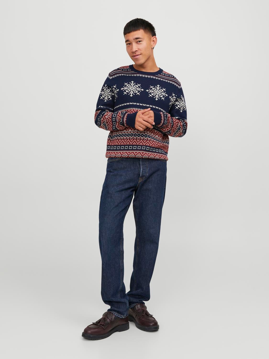 Jack & Jones X-mas Crew Neck Jumper -Navy Blazer - 12248145