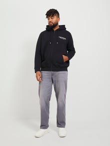 Jack & Jones Plus Size Sweat à capuche zippé Imprimé -Black - 12248197