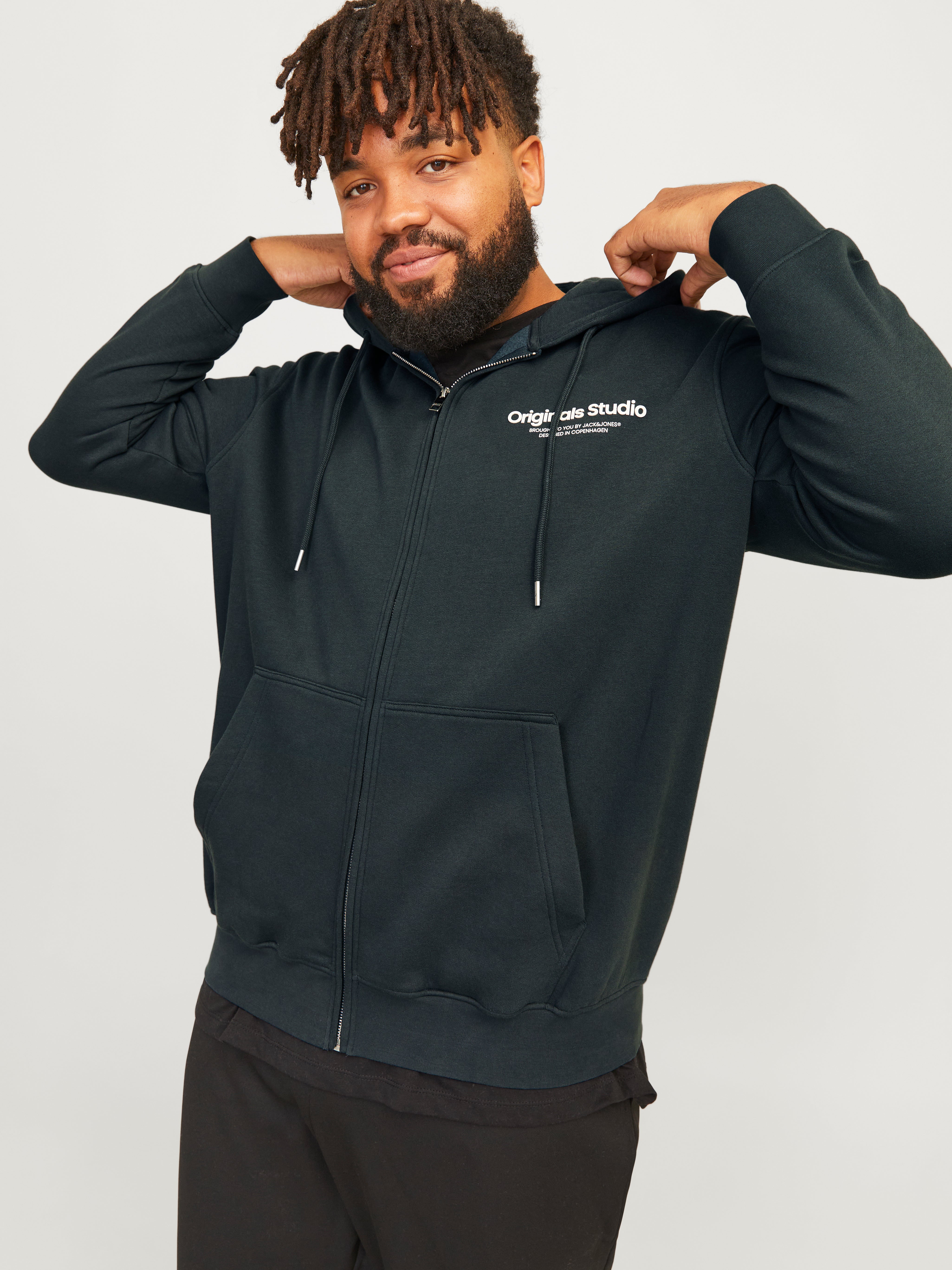 Plus size black zip hoodie best sale