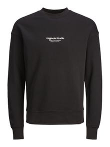 Jack & Jones Plus Size Printed Crew neck Sweatshirt -Black - 12248198