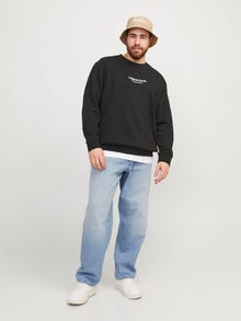 Jack & Jones Plus Size Printed Crewn Neck Sweatshirt -Black - 12248198