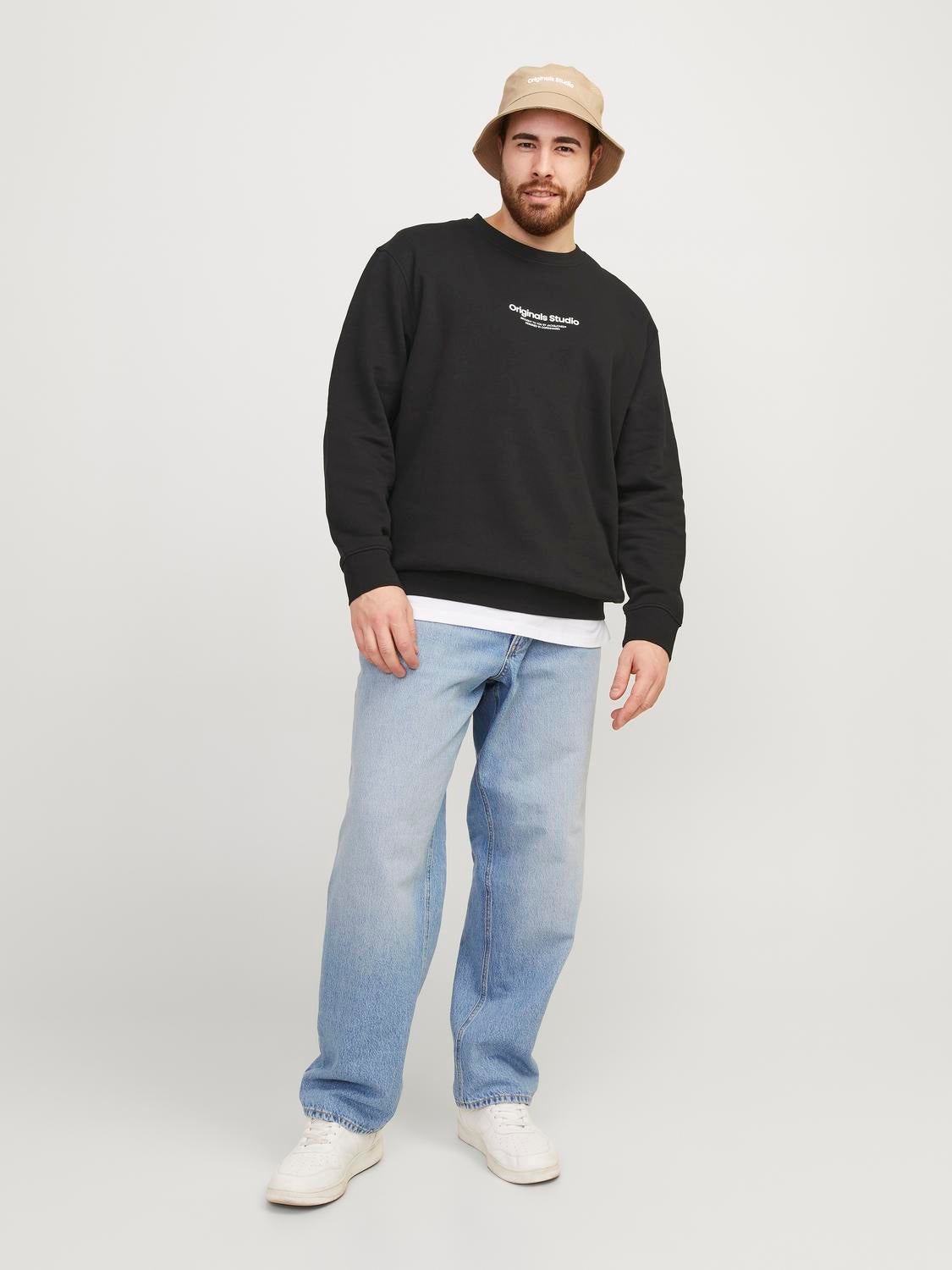 Plus Size Tryck Crewneck tröja