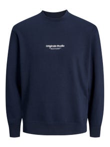 Jack & Jones Plus Size Printed Crewn Neck Sweatshirt -Sky Captain - 12248198