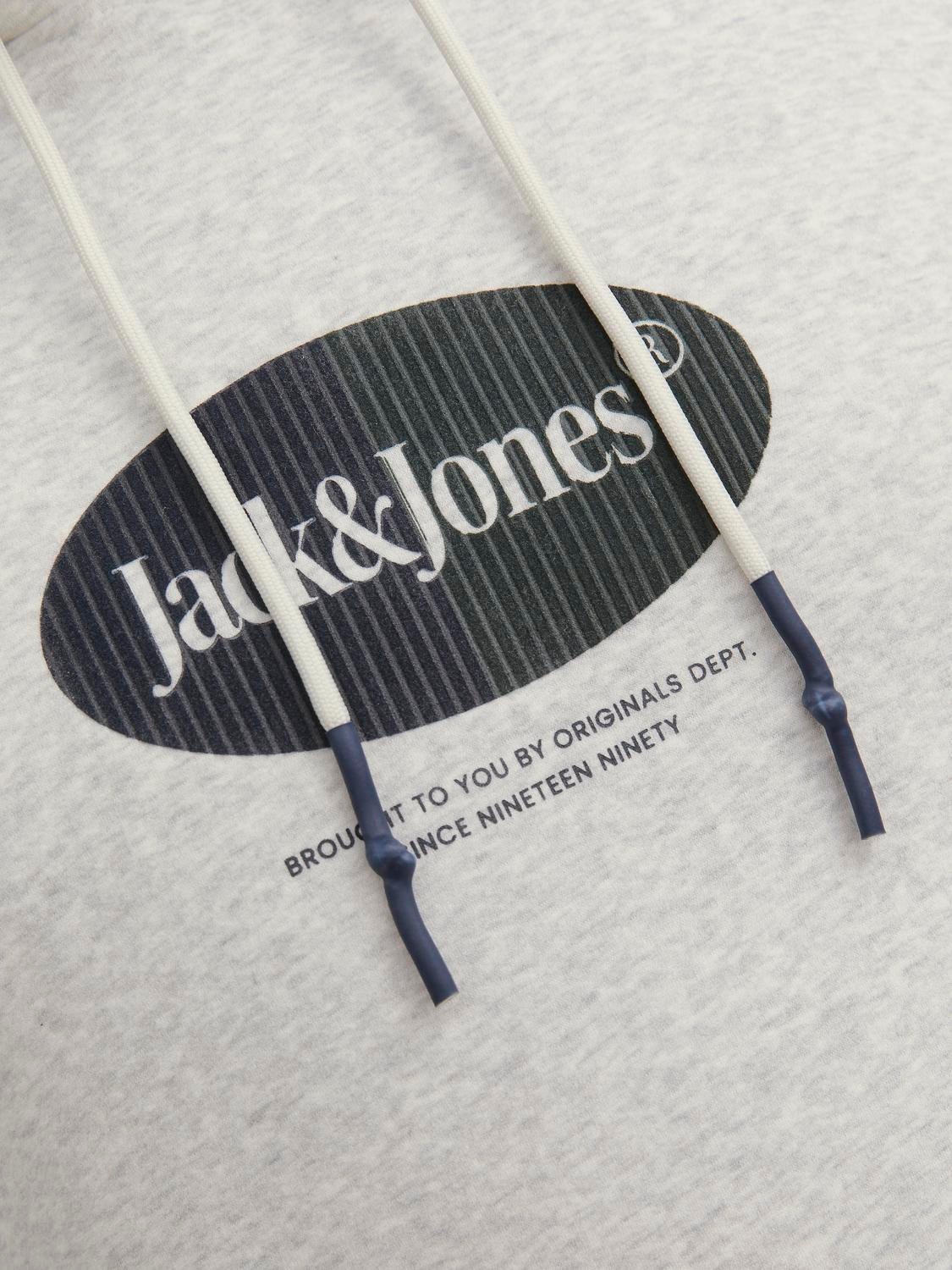 Jack & Jones Plus Size Logo Hoodie -White Melange - 12248208