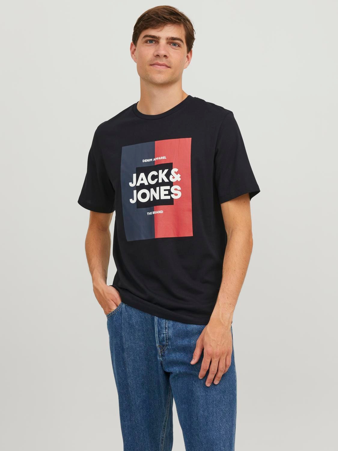 Jack & Jones 3-pak Z logo Okrągły dekolt T-shirt -Black - 12248249