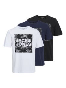 Jack & Jones 3-pack Logo Crew neck T-shirt -Black - 12248314