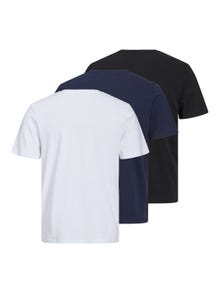 Jack & Jones 3-pak Z logo Okrągły dekolt T-shirt -Black - 12248314