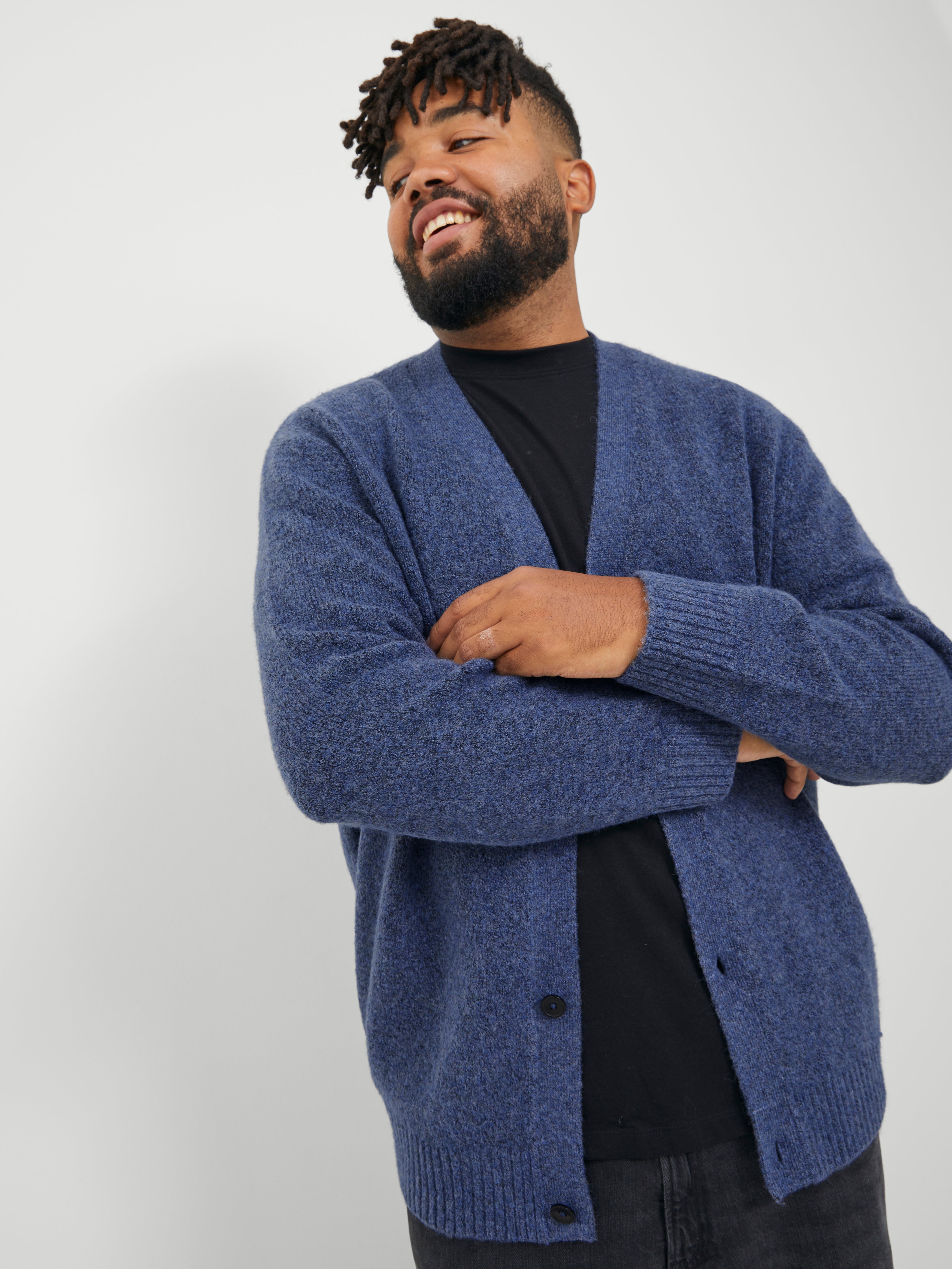 Plus Size V-Neck Knit cardigan | Medium Blue | Jack u0026 Jones®