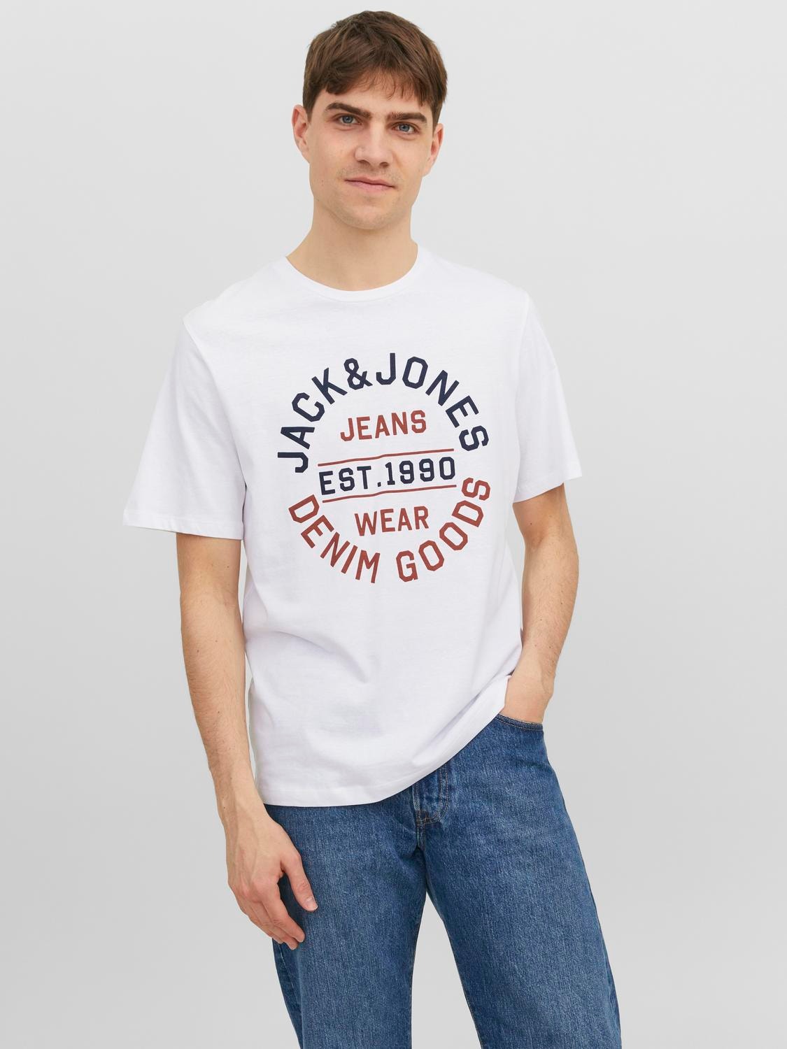 Jack & Jones 2er-pack Logo Rundhals T-shirt -White - 12248380