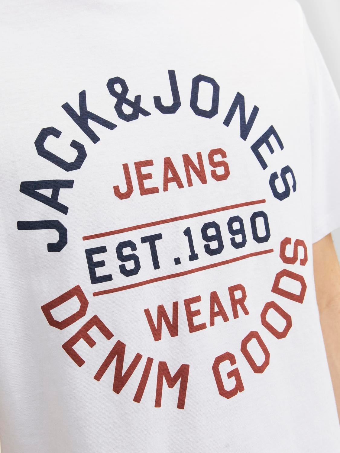Jack & Jones 2-balení Logo Kruhový výstřih Tričko -White - 12248380