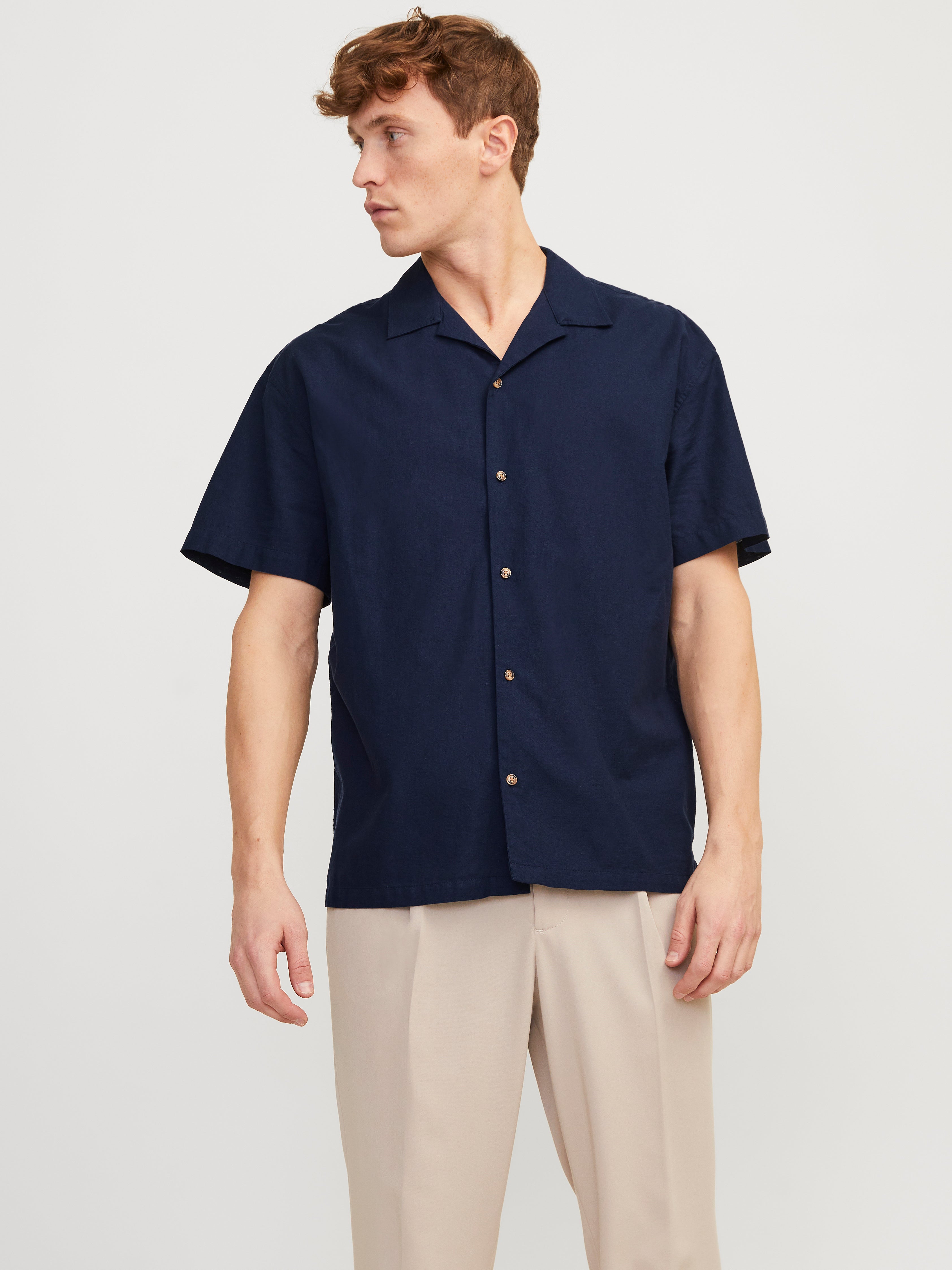 JACK & JONES Camicia Uomo Relaxed Fit A Maniche Corte, Con Colletto A Risvolto, 65% Poliestere 35% Cotone - 3