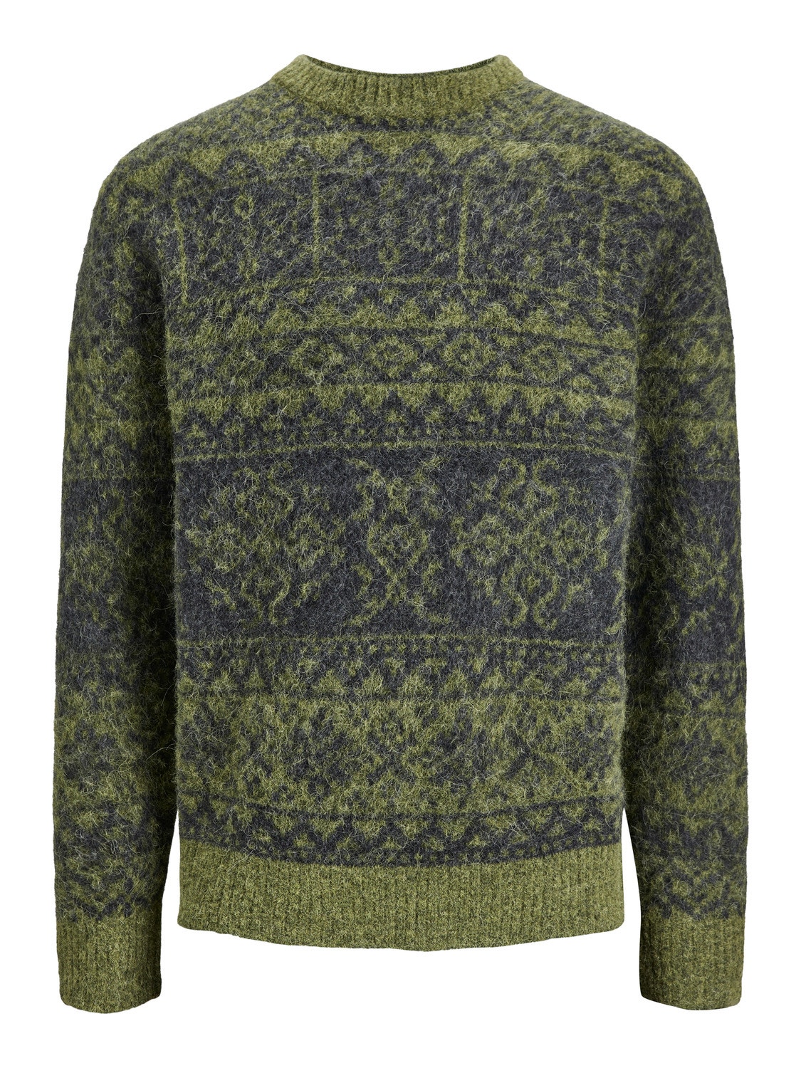 Jack & Jones All Over Print Crew Neck Jumper -Dried Herb - 12248396