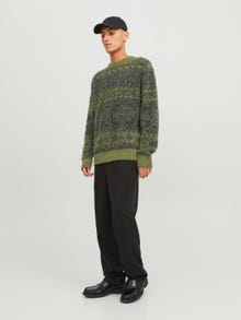 Jack & Jones All Over Print Crewneck Stickad tröja -Dried Herb - 12248396