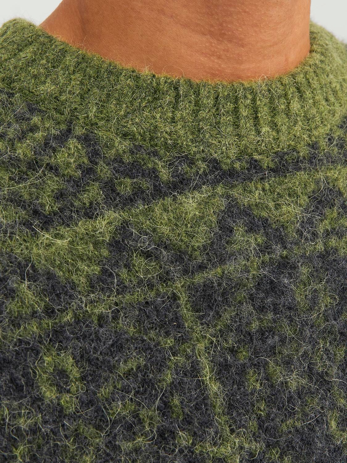 Jack & Jones All Over Print Sweter z dzianiny z okrągłym dekoltem -Dried Herb - 12248396