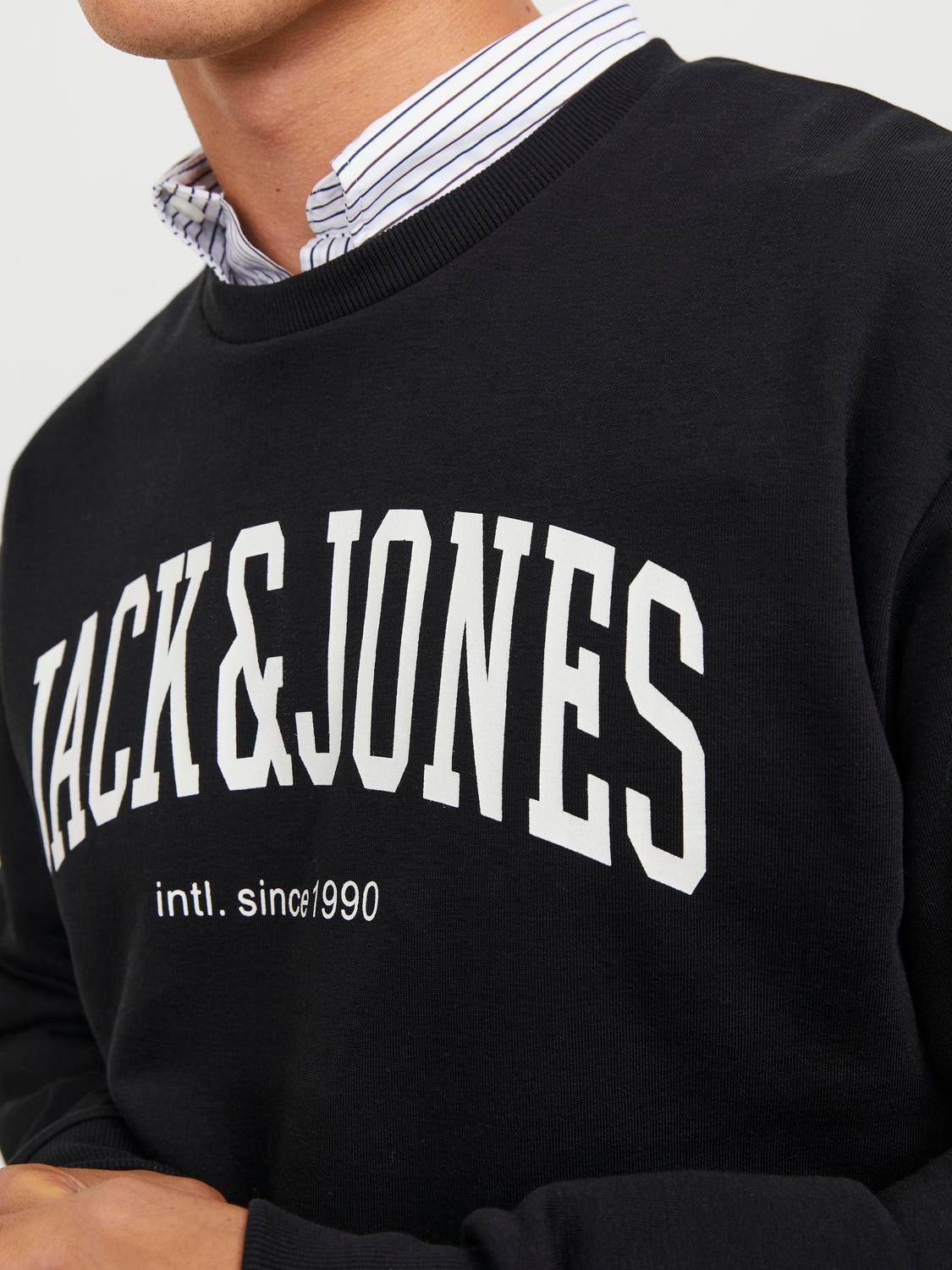 Jack & Jones Enfärgat Crewneck tröja -Black - 12248431