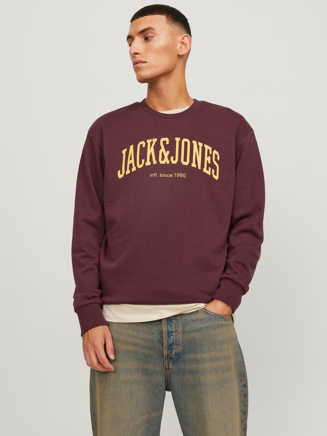 Plain Crewn Neck Sweatshirt Dark Red Jack Jones