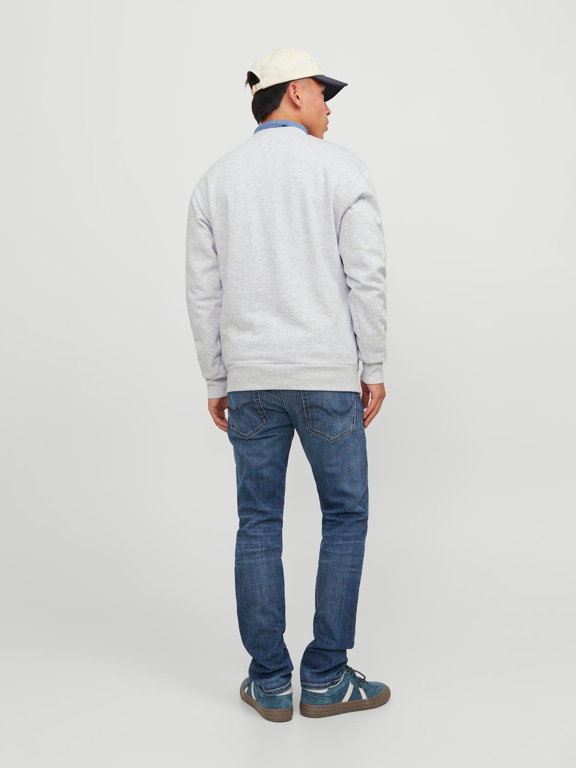 Jack & Jones Einfarbig Sweatshirt mit Rundhals -White Melange - 12248431