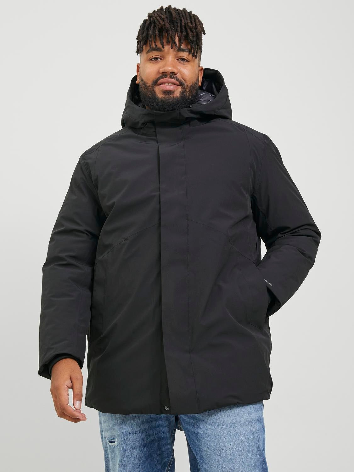 Plus size deals black parka