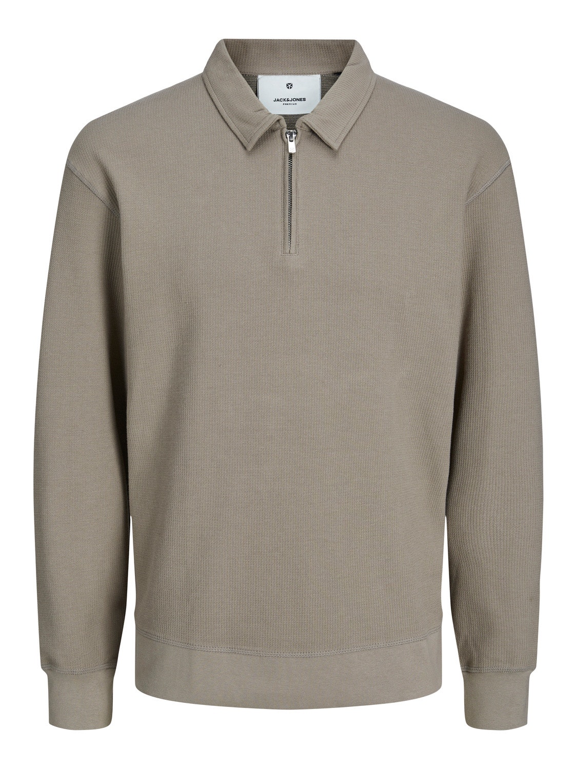 Jack & Jones Ensfarvet Sweatshirt med halv lynlås -Brindle - 12248505