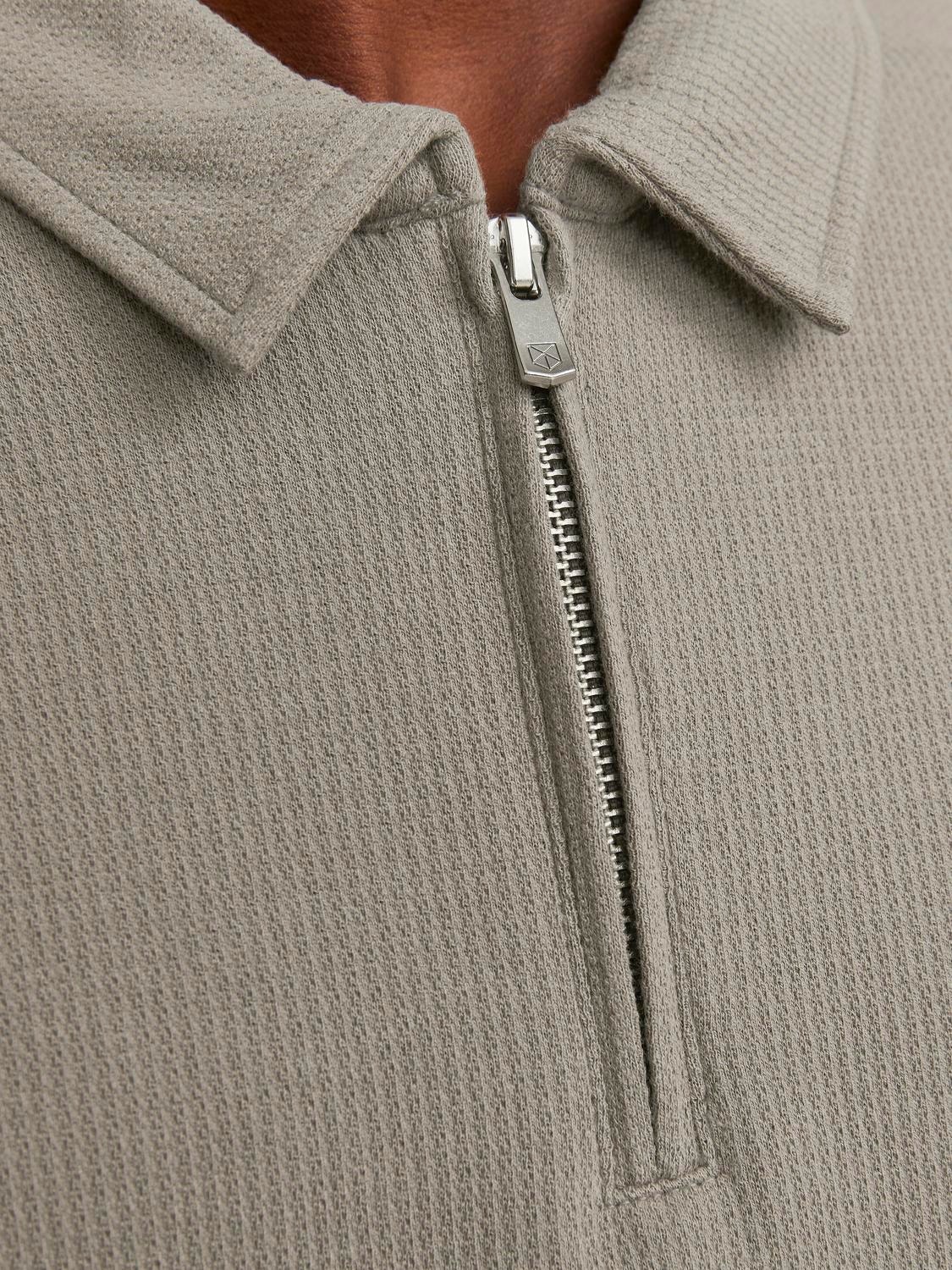 Jack & Jones Ensfarvet Sweatshirt med halv lynlås -Brindle - 12248505
