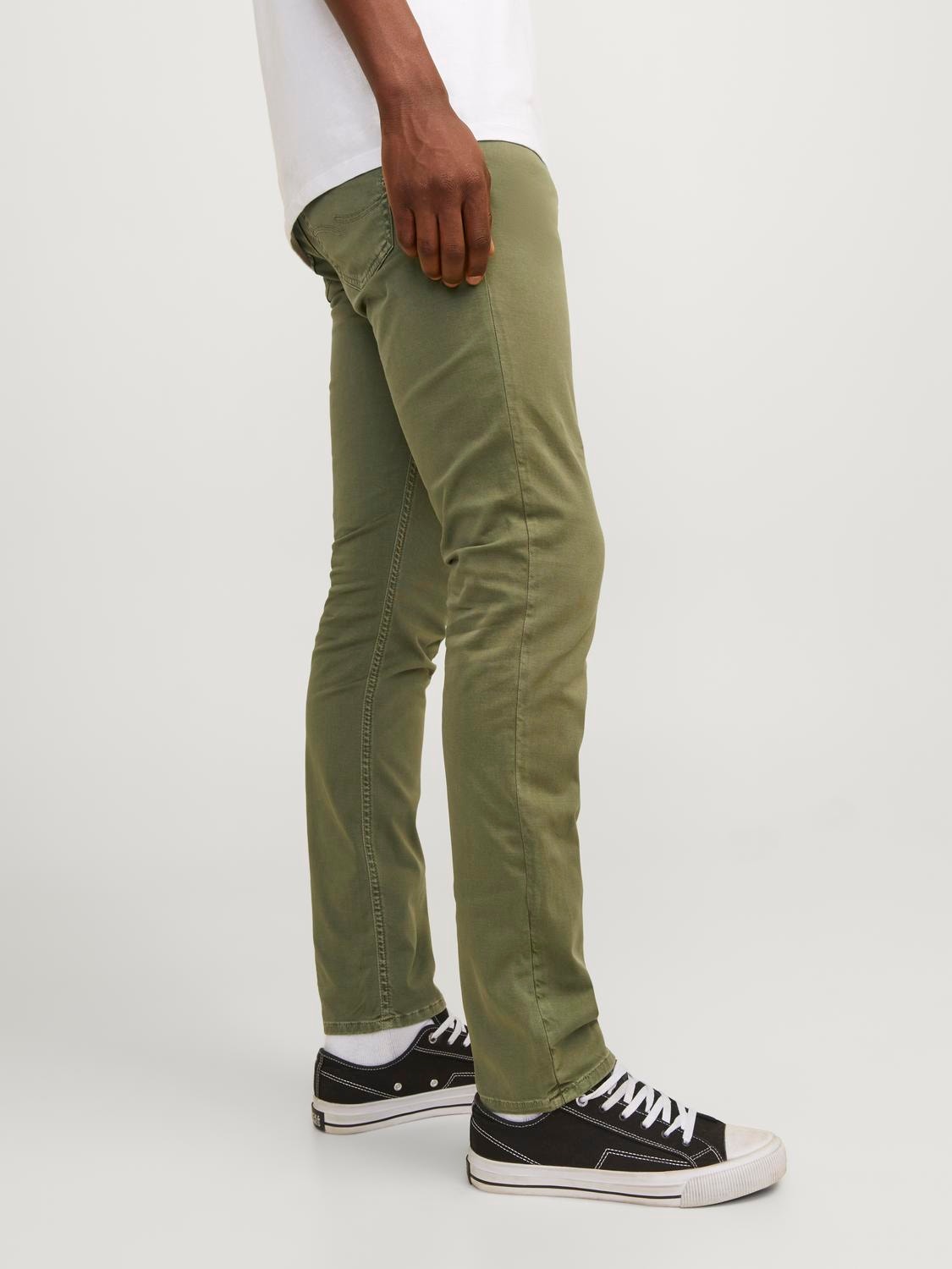 Jack & Jones Slim Fit Puuvillased püksid -Deep Lichen Green - 12248680
