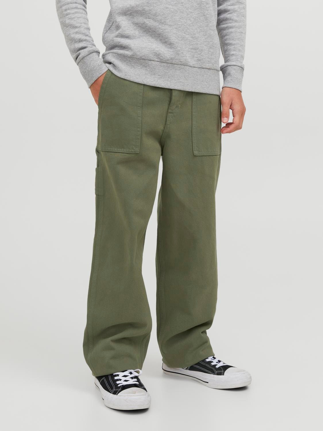 Jack & Jones JJICHRIS JJUTILITY MF 875 Jean coupe relaxed Pour les garçons -Deep Lichen Green - 12248783