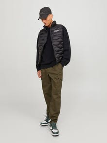 Jack & Jones Ensfarvet Striktrøje med rund hals -Black - 12248823