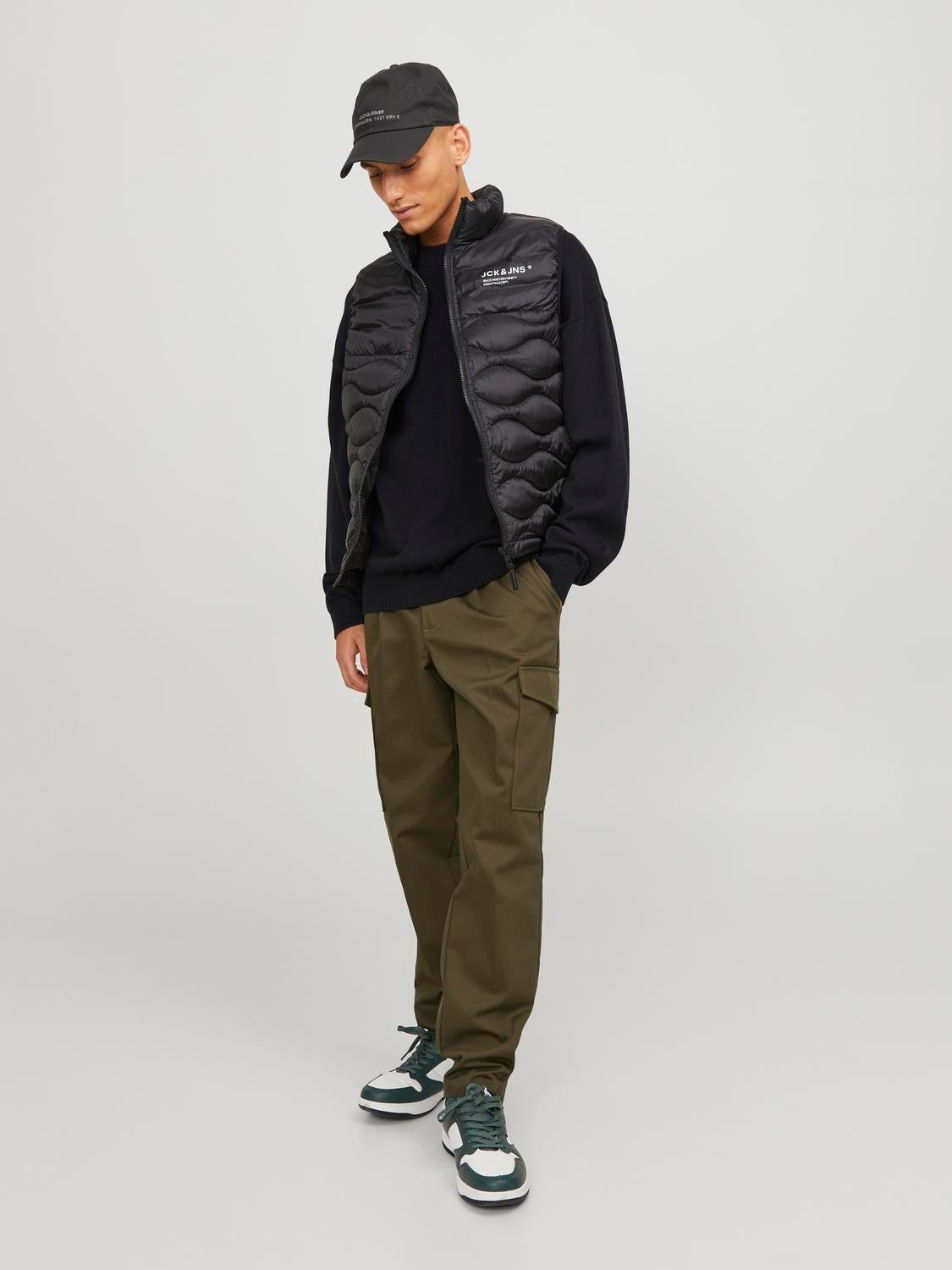 Jack & Jones Ensfarvet Striktrøje med rund hals -Black - 12248823