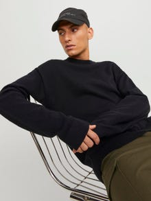 Jack & Jones Ensfarvet Striktrøje med rund hals -Black - 12248823