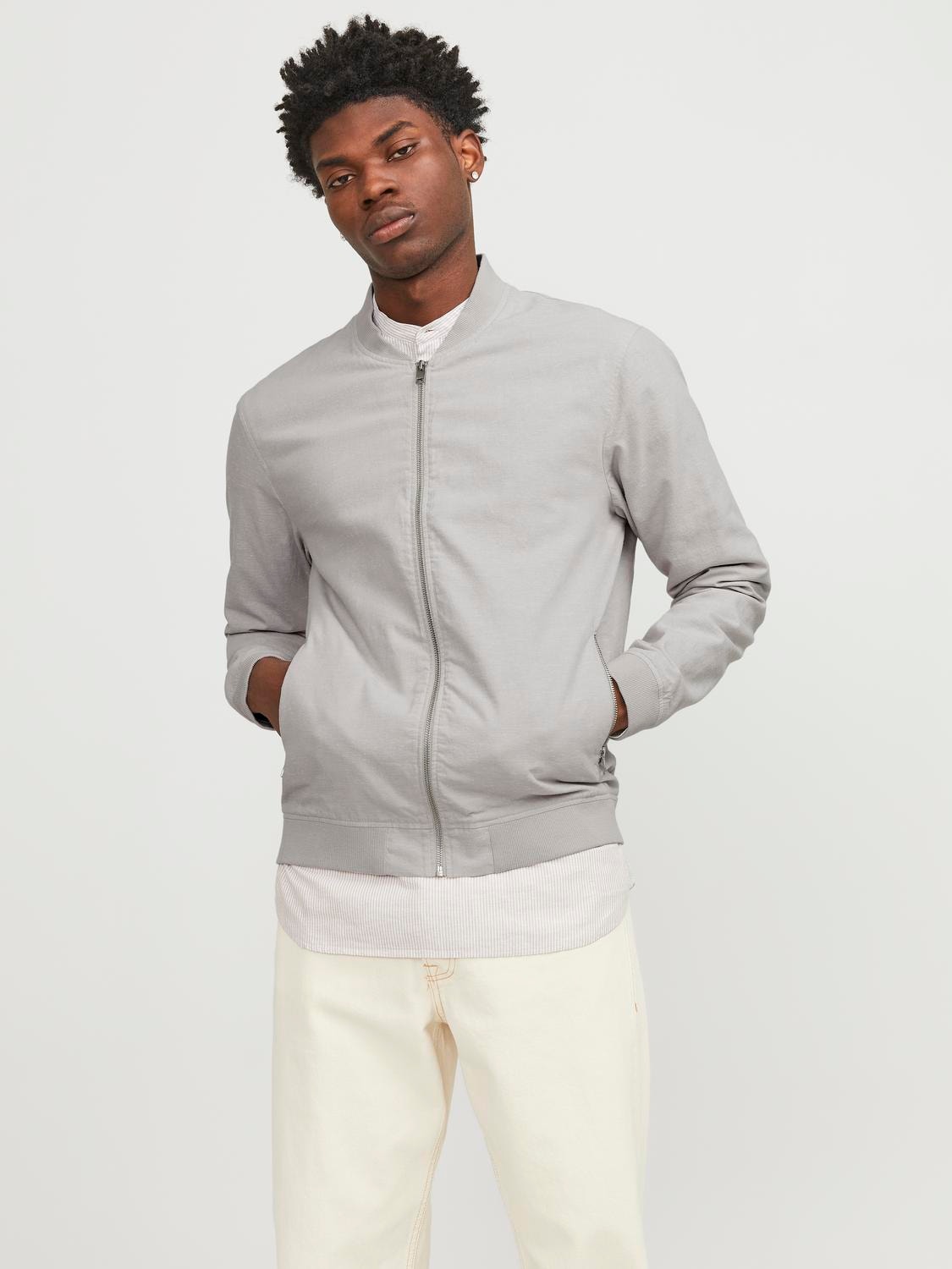 Light Grey Mixed Media Jacket - Benjamin's Menswear