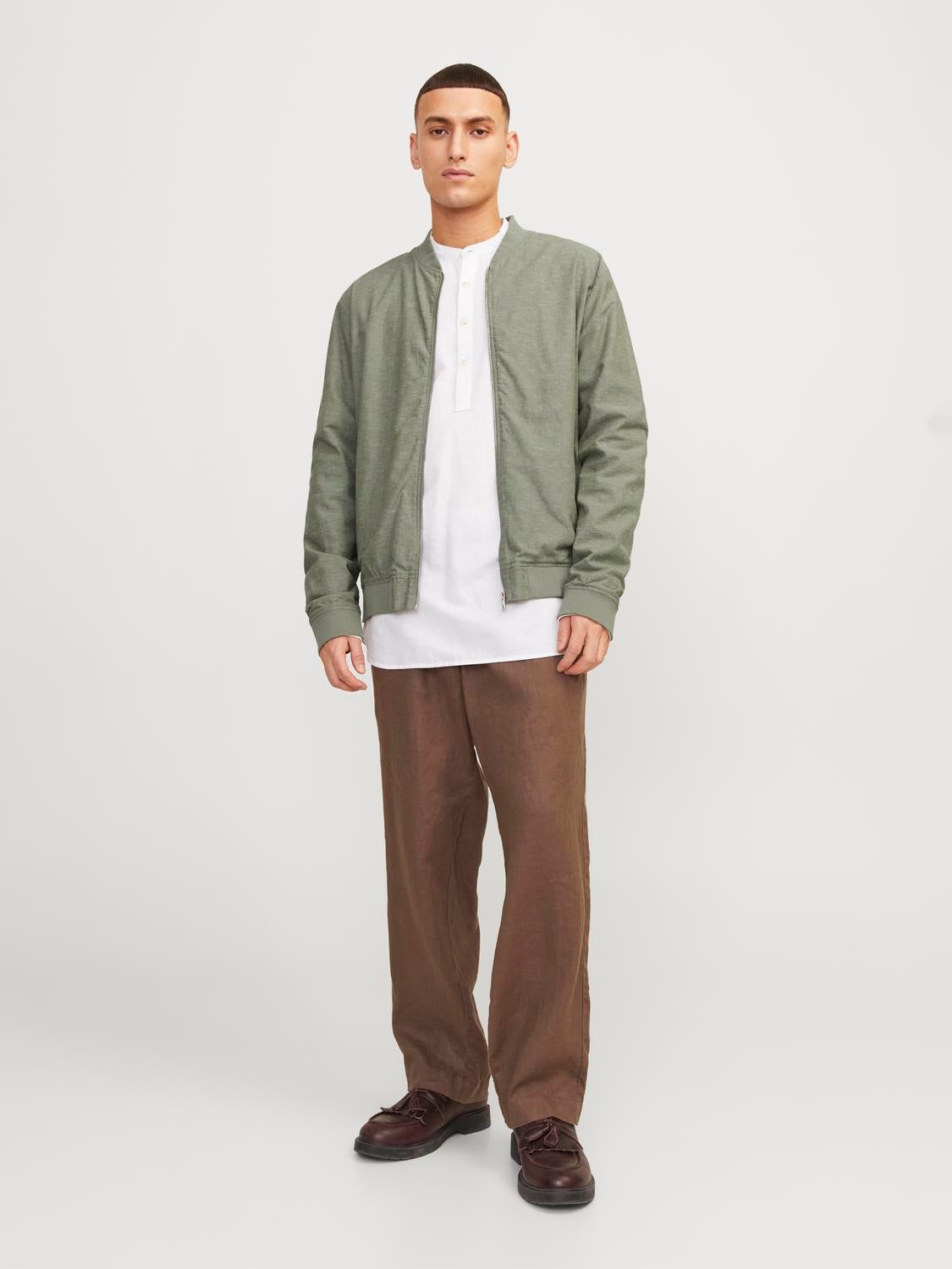 Jack and Jones short bomber jacket with faux fur hood in dusty green -  ShopStyle