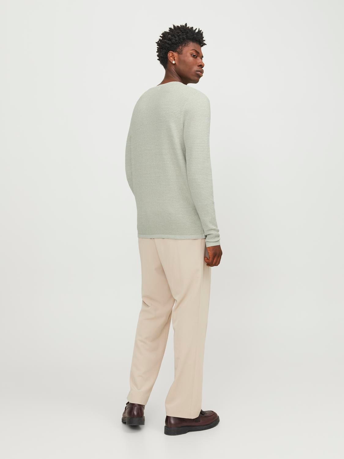 Structured Crew Neck Jumper Light Green Jack Jones