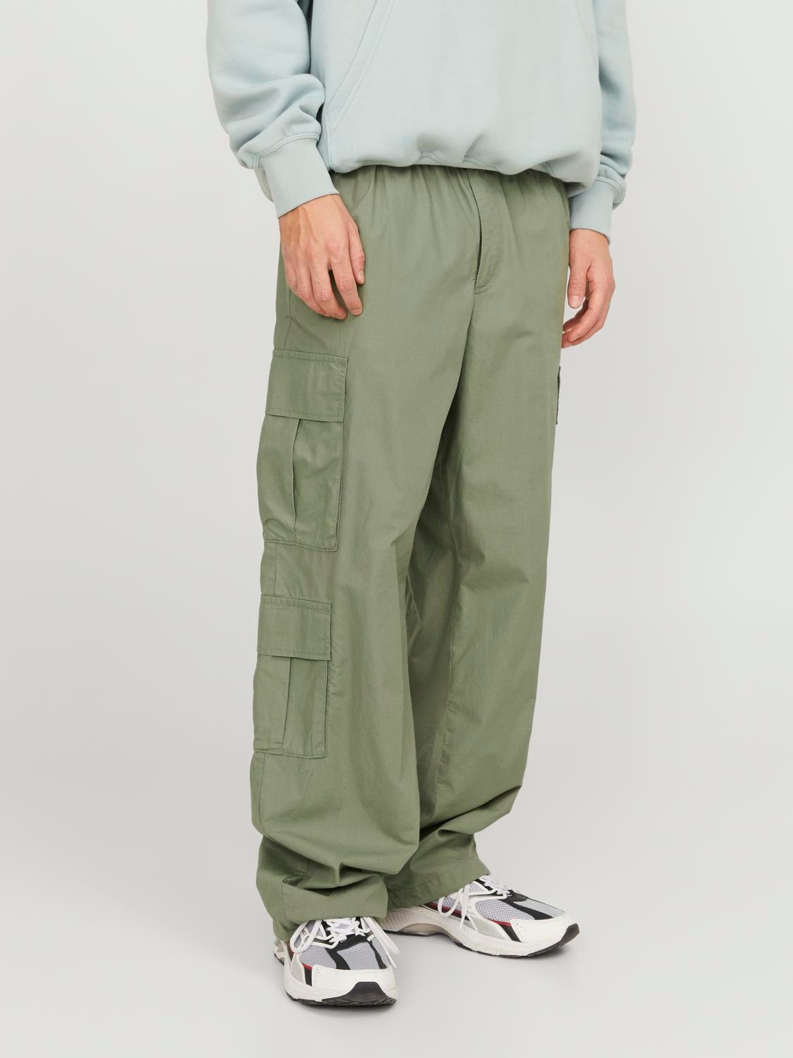 Jack & Jones Wide Fit Spodnie bojówki -Oil Green - 12249002