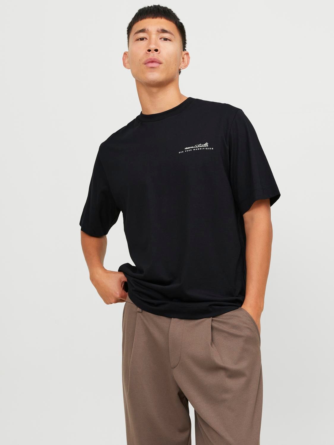 Jack & Jones T-shirt Estampar Decote Redondo -Black - 12249040