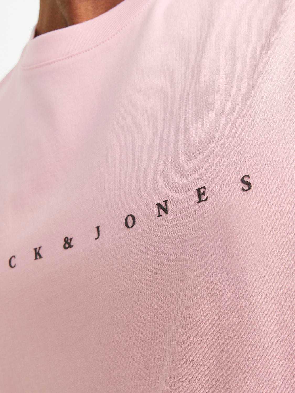 Jack & Jones Printet Crew neck T-shirt -Pink Nectar - 12249131