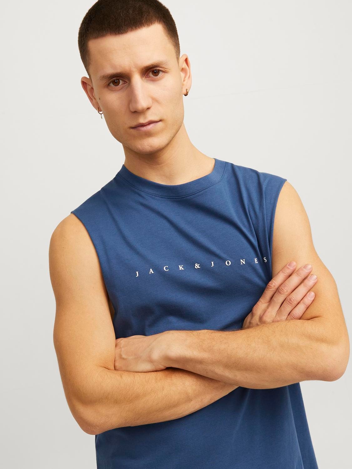 Jack & Jones Potištěný Kruhový výstřih Tílko -Ensign Blue - 12249131