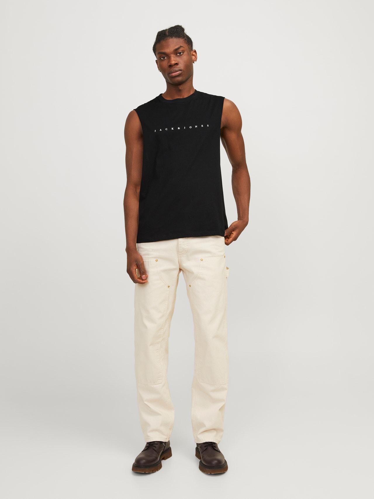 Jack & Jones Nyomott mintás Környak Trikó -Black - 12249131