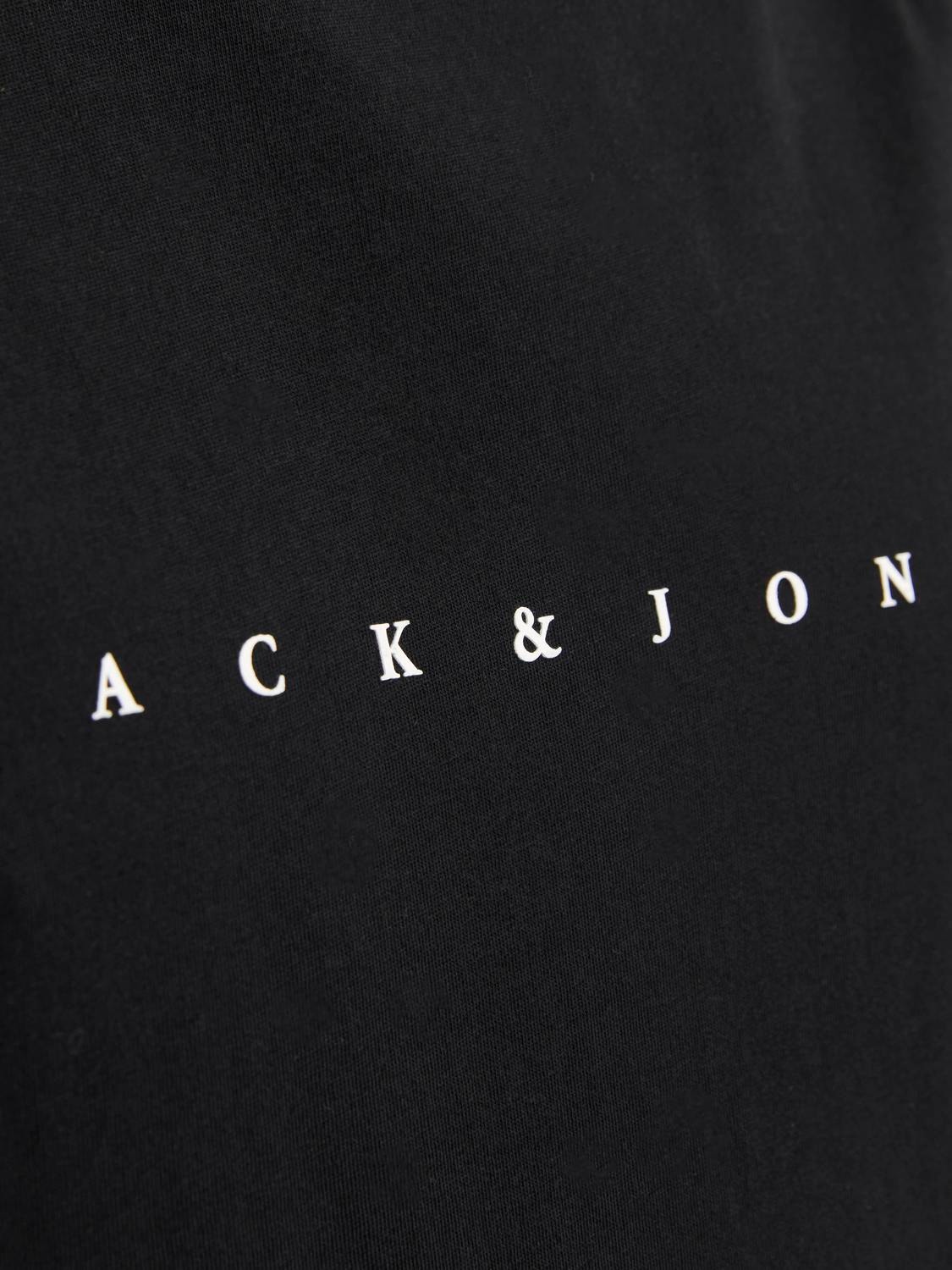 Jack & Jones Spausdintas raštas Apskritas kaklas Berankoviai marškinėliai -Black - 12249131