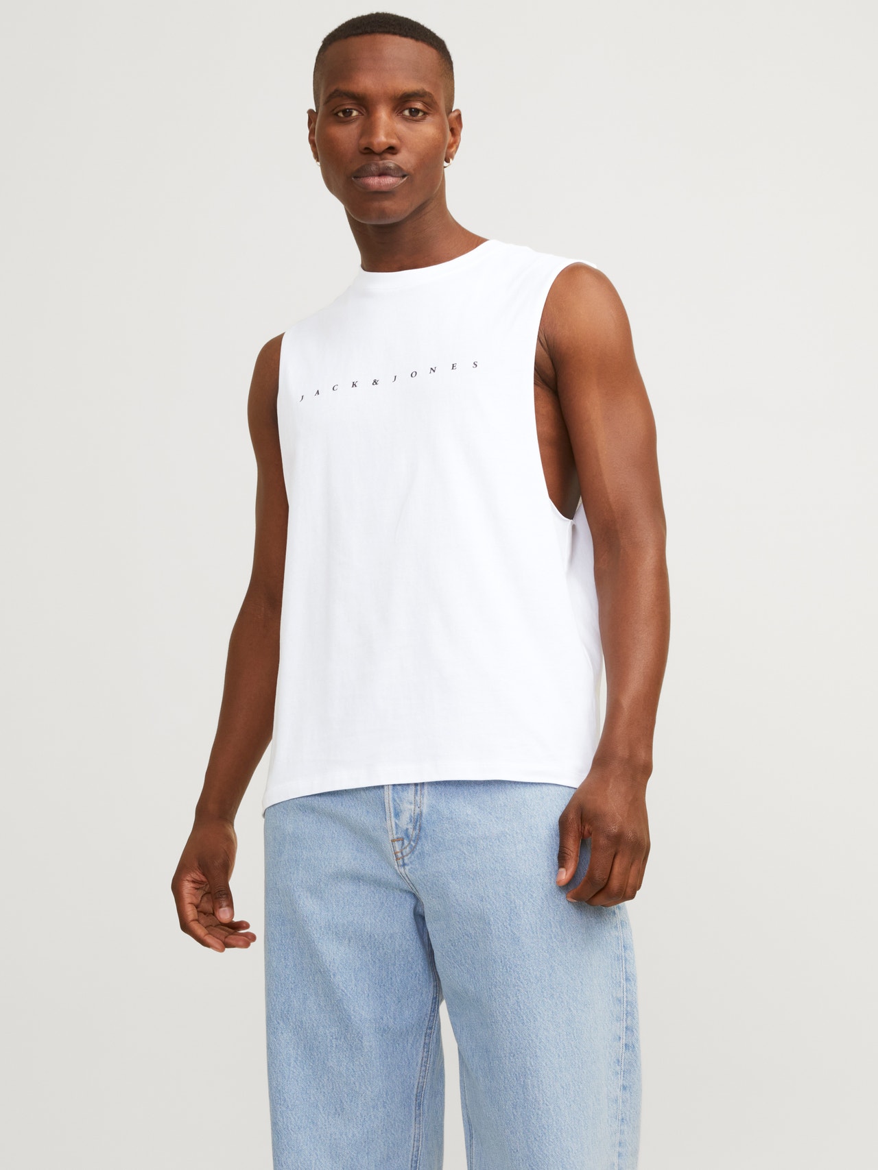 Jack & Jones Nyomott mintás Környak Trikó -White - 12249131