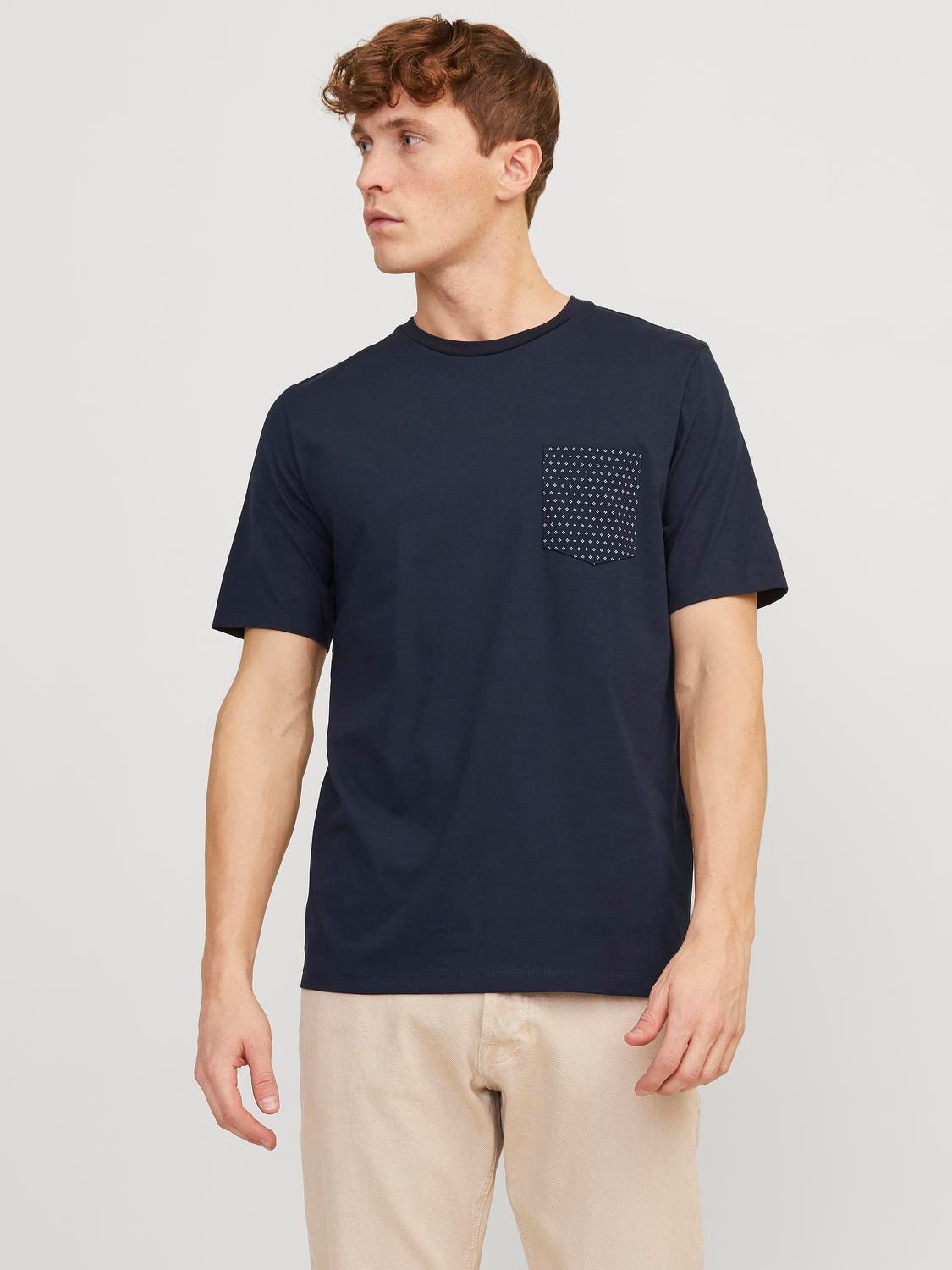 Jack & Jones Gedruckt Rundhals T-shirt -Navy Blazer - 12249184
