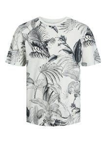 Jack & Jones All Over Print Rundhals T-shirt -Cloud Dancer - 12249188