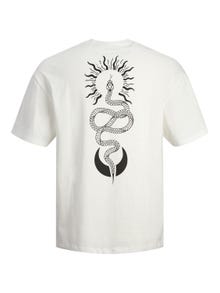 Jack & Jones Printet Crew neck T-shirt -Cloud Dancer - 12249221