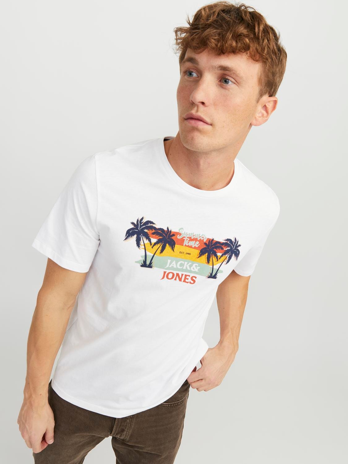 Jack & Jones Gedruckt Rundhals T-shirt -White - 12249266