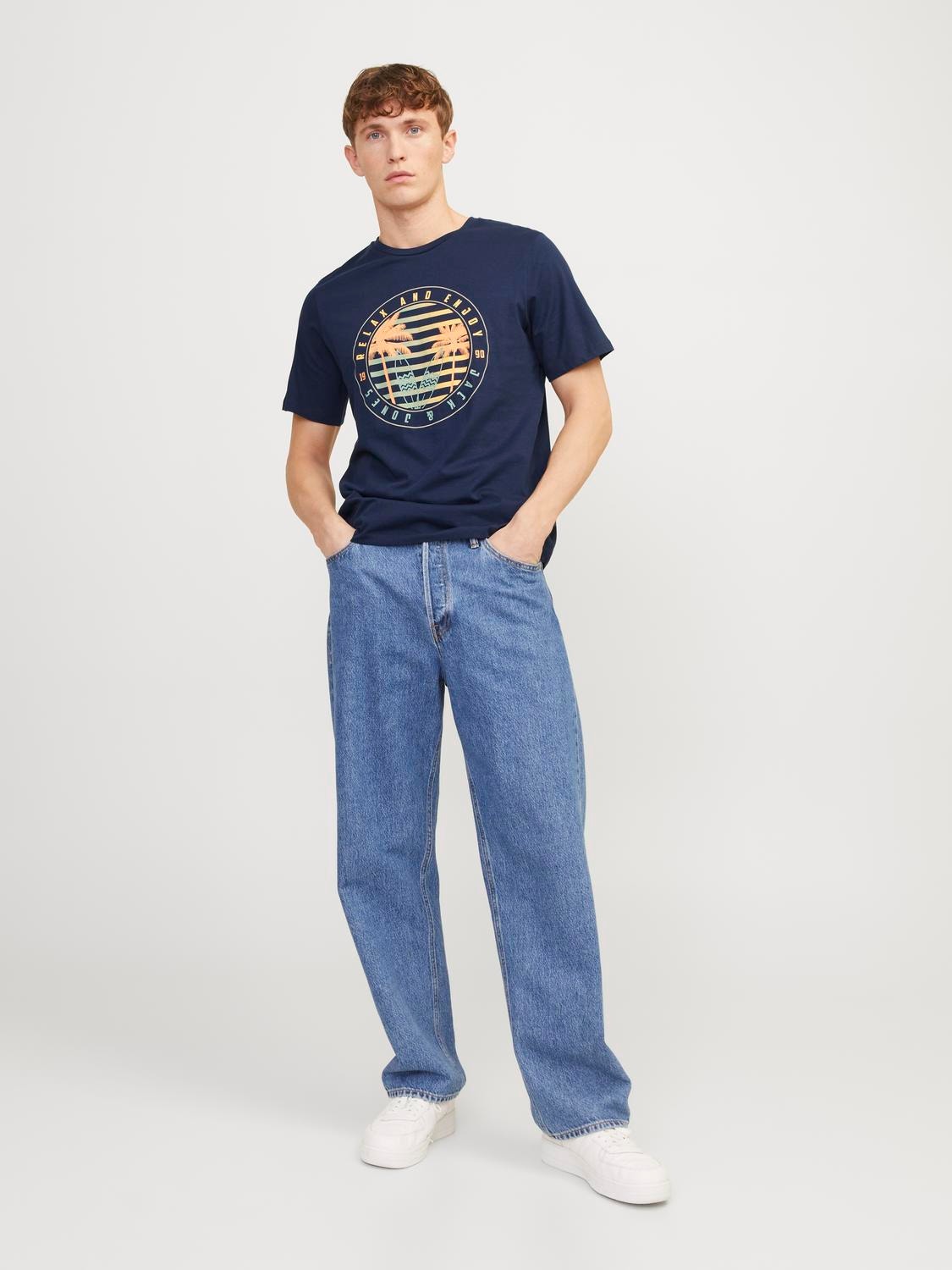 Jack & Jones Bedrukt Ronde hals T-shirt -Navy Blazer - 12249266