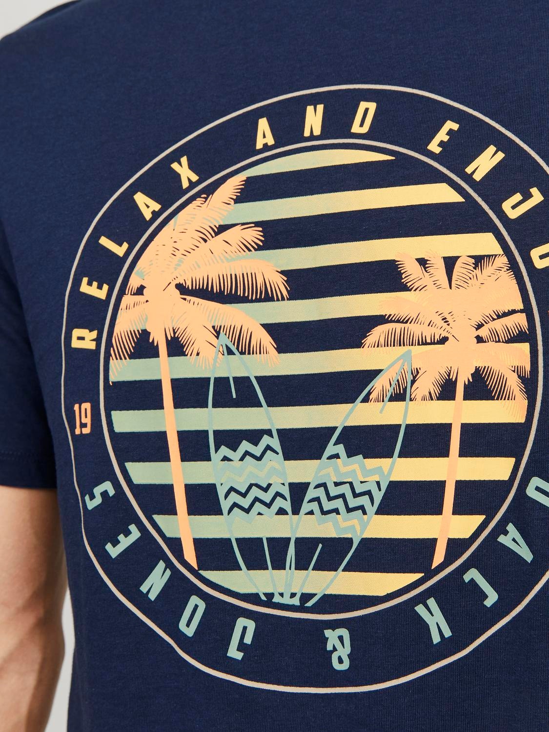 Jack & Jones T-shirt Estampar Decote Redondo -Navy Blazer - 12249266