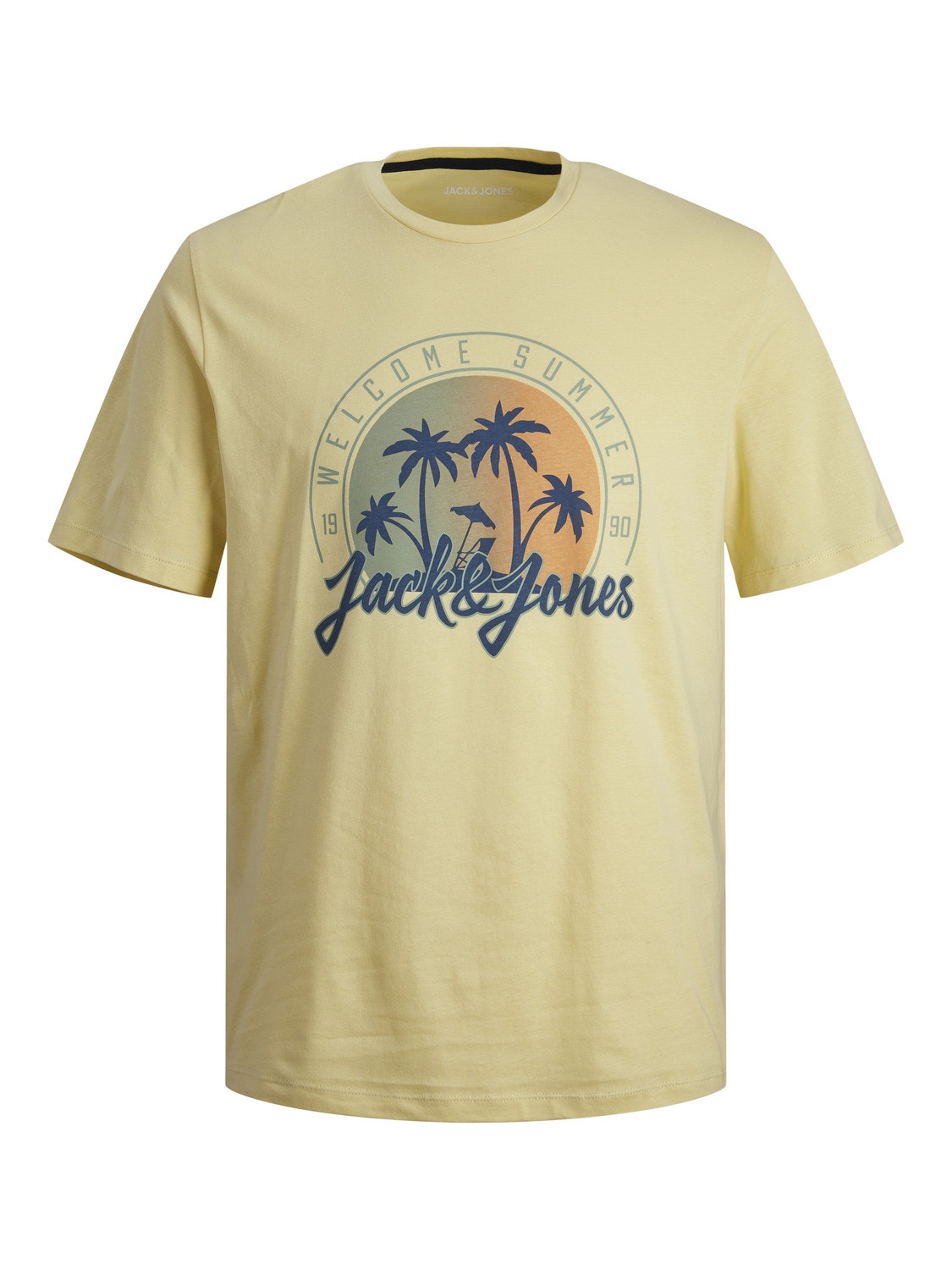 Jack & Jones Trükitud Ümmargune kaelus T-särk -French Vanilla - 12249266