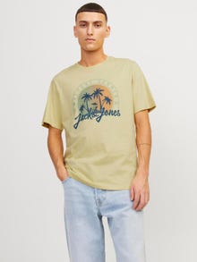 Jack & Jones Nadruk Okrągły dekolt T-shirt -French Vanilla - 12249266