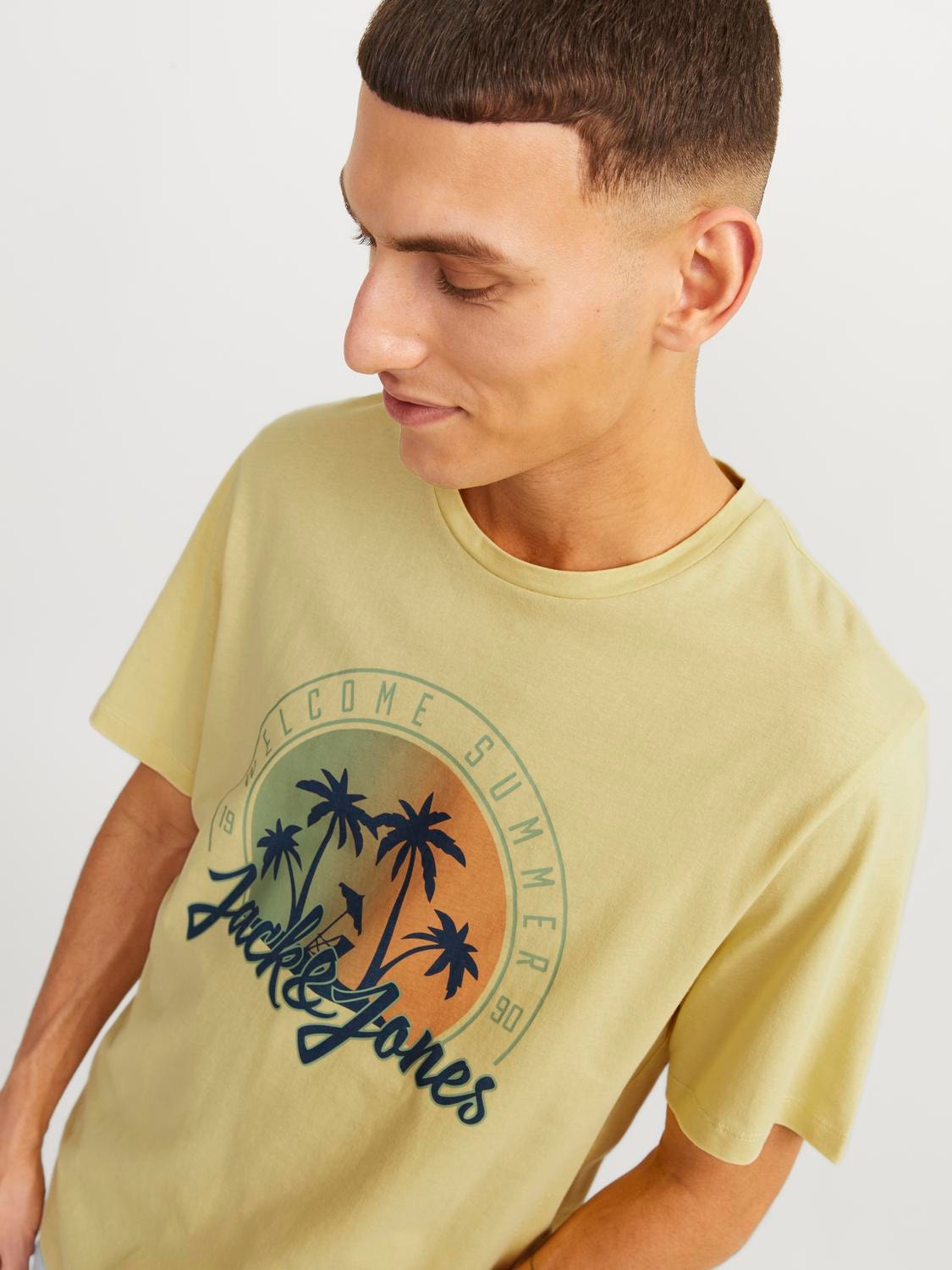 Jack & Jones Bedrukt Ronde hals T-shirt -French Vanilla - 12249266