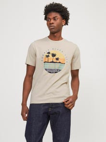 Jack & Jones Gedruckt Rundhals T-shirt -Moonbeam - 12249266