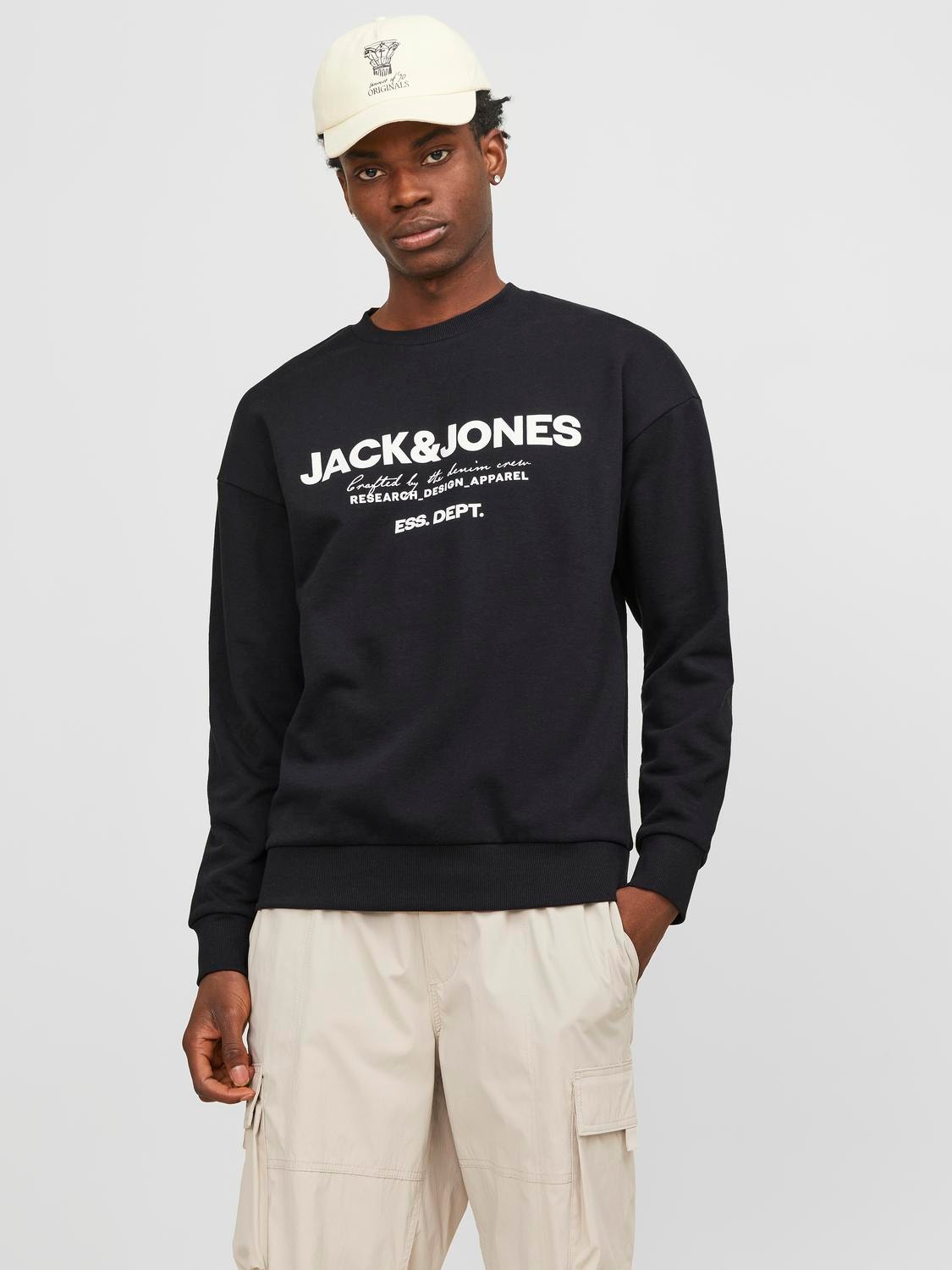 Jack & Jones Logo Crew neck Sweatshirt -Black - 12249273